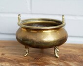VINTAGE CAULDRON Incense Burner Brass Bronze Altar Censer Charcoal Burner