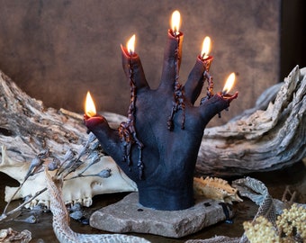 Hand of Glory // Black Beeswax Candle // Wunderkammer // Oddities Macabre Curiosities // Curiosity Cabinet // Goth Witch Gift