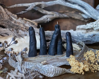 The Finger // Black Beeswax Candle // Wunderkammer // Hand of Glory Oddities // Curiosity Cabinet // Goth Witch Gift