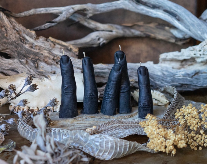 The Finger // Black Beeswax Candle // Wunderkammer // Hand of Glory Oddities // Curiosity Cabinet // Goth Witch Gift