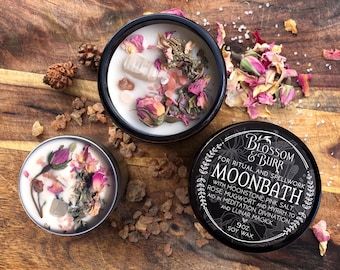 CANDLE // Moonbath Lunar Spell Candle // New Beginnings Ritual // Moonstone Witch Candle // Altar Offering Bath