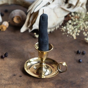 Brass Chamberstick Taper Candle Holder Finger // Altar Tool