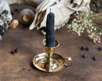 Brass Chamberstick Taper Candle Holder Finger // Altar Tool Candlestick Holder