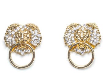 Leona Gold Lion Door Knocker Hoop Earrings