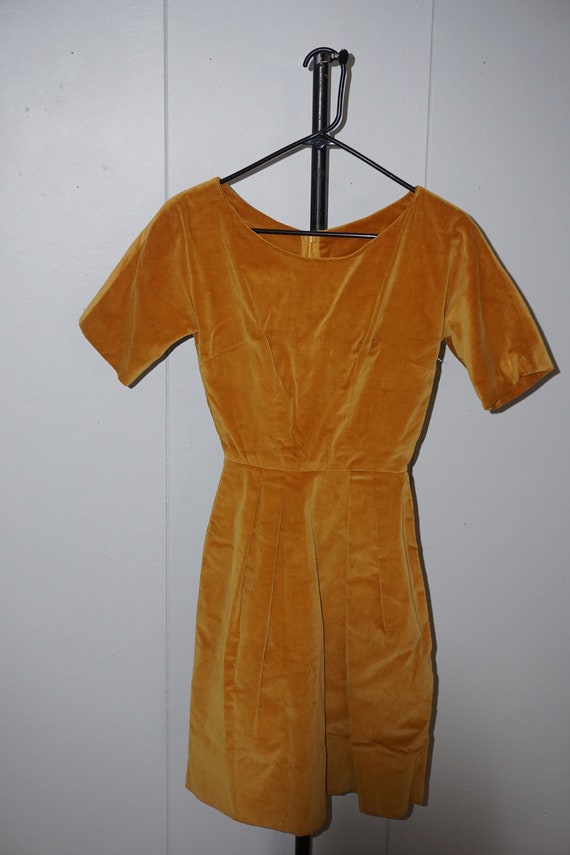 yellow velvet dress
