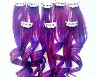 AMETHYST PURPLE UNICORN Hair Extensions, Mermaid Hair Extensions, Human Hair Extensions, Colored Hair Extensions, Clip In Hair Extensions