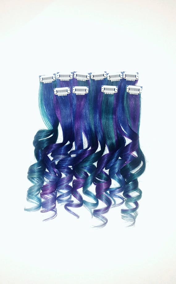 Galaxy Oil Slick Mermaid Ombre Real Human Hair Extensions Clip Etsy