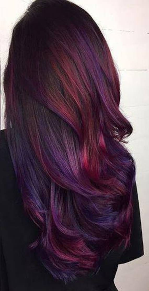 PLUM BURGUNDY WINE Galaxy Oil Slick Clip in Hair Extensions - Etsy