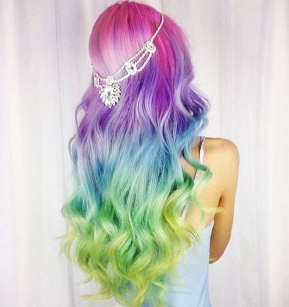 blue pink and purple ombre hair