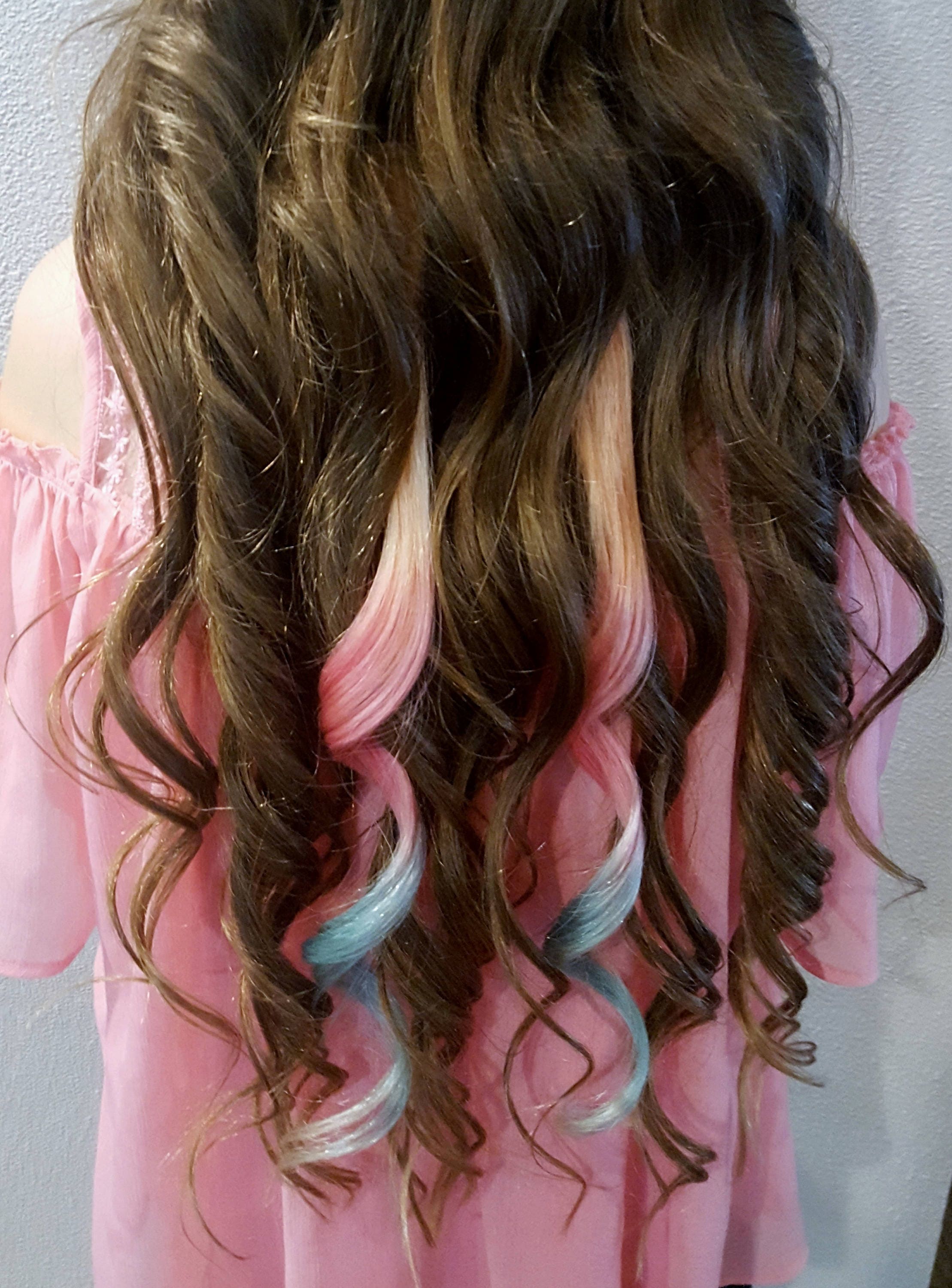 Clip In Pastel Hair Extensions Pink Hair Mint Hair Rainbow Etsy