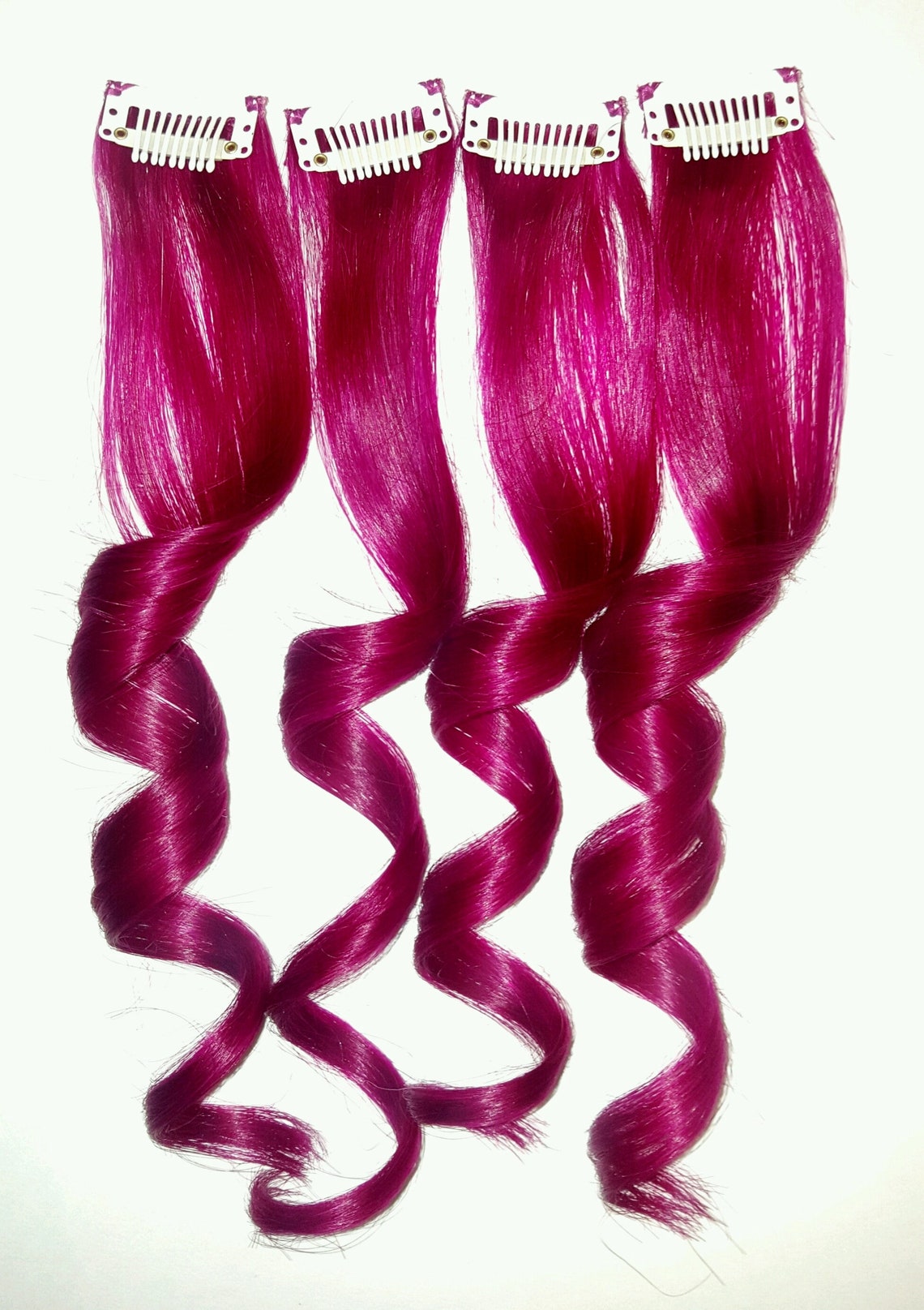 MAGENTA HOT PINK Human Hair Extension Clip In Hair Extension Etsy