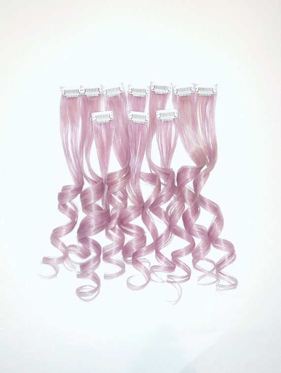 Set Of 4 Metallic Silver Pink Unicorn Hair Extensions Clip Etsy