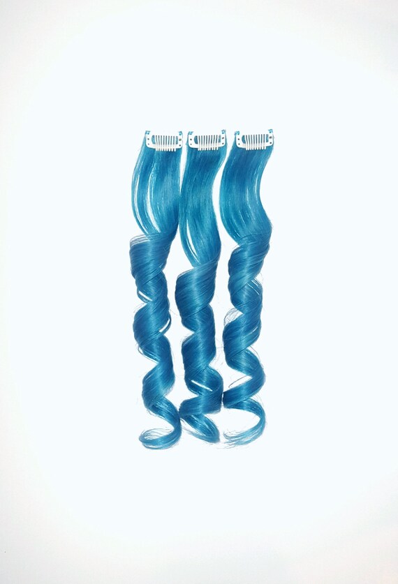 Mermaid Blue Unicorn Mermaid Clip In Hair Extensions Human Etsy