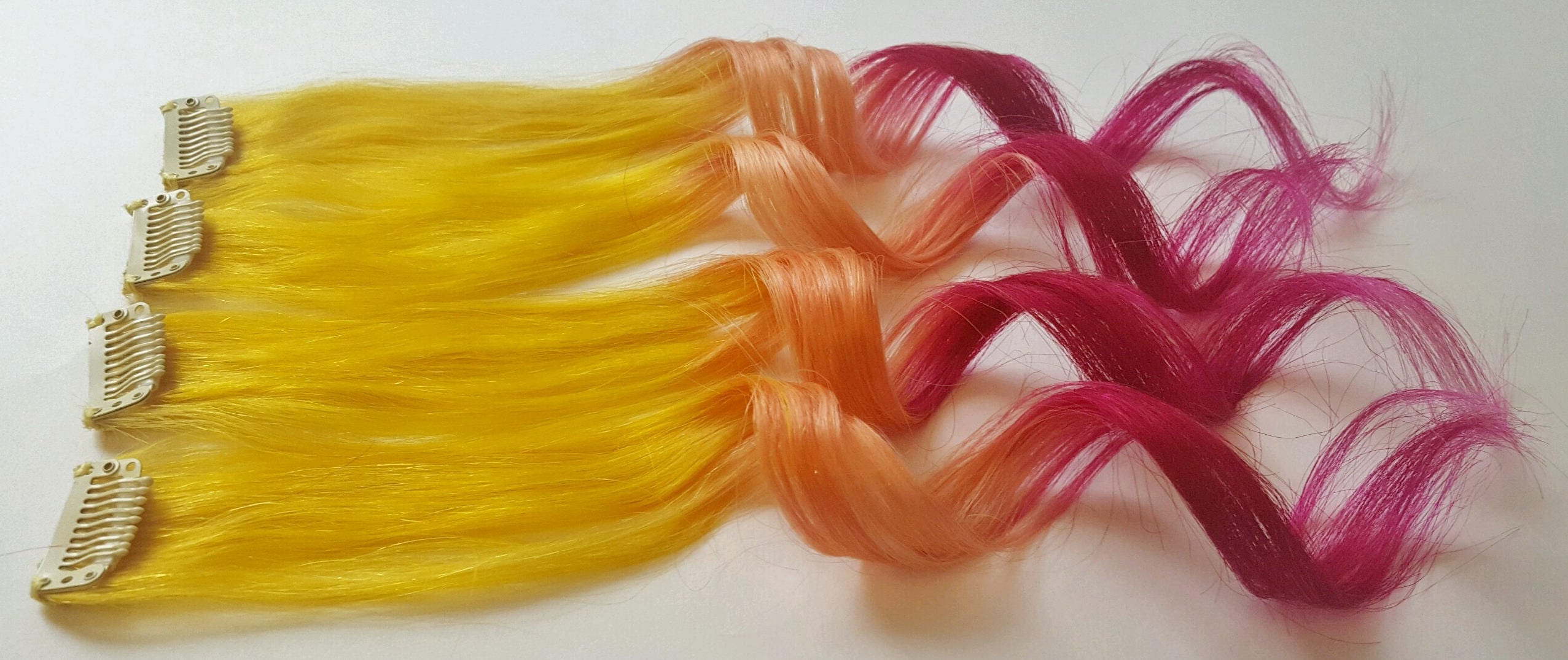 SUNSET OMBRE MERMAID Clip in Hair Extensions Pastel - Etsy Norway