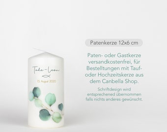 Godfather candle with eucalyptus motif