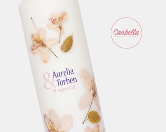 Wedding candle (13) made of real flowers, incl. wedding ceremony