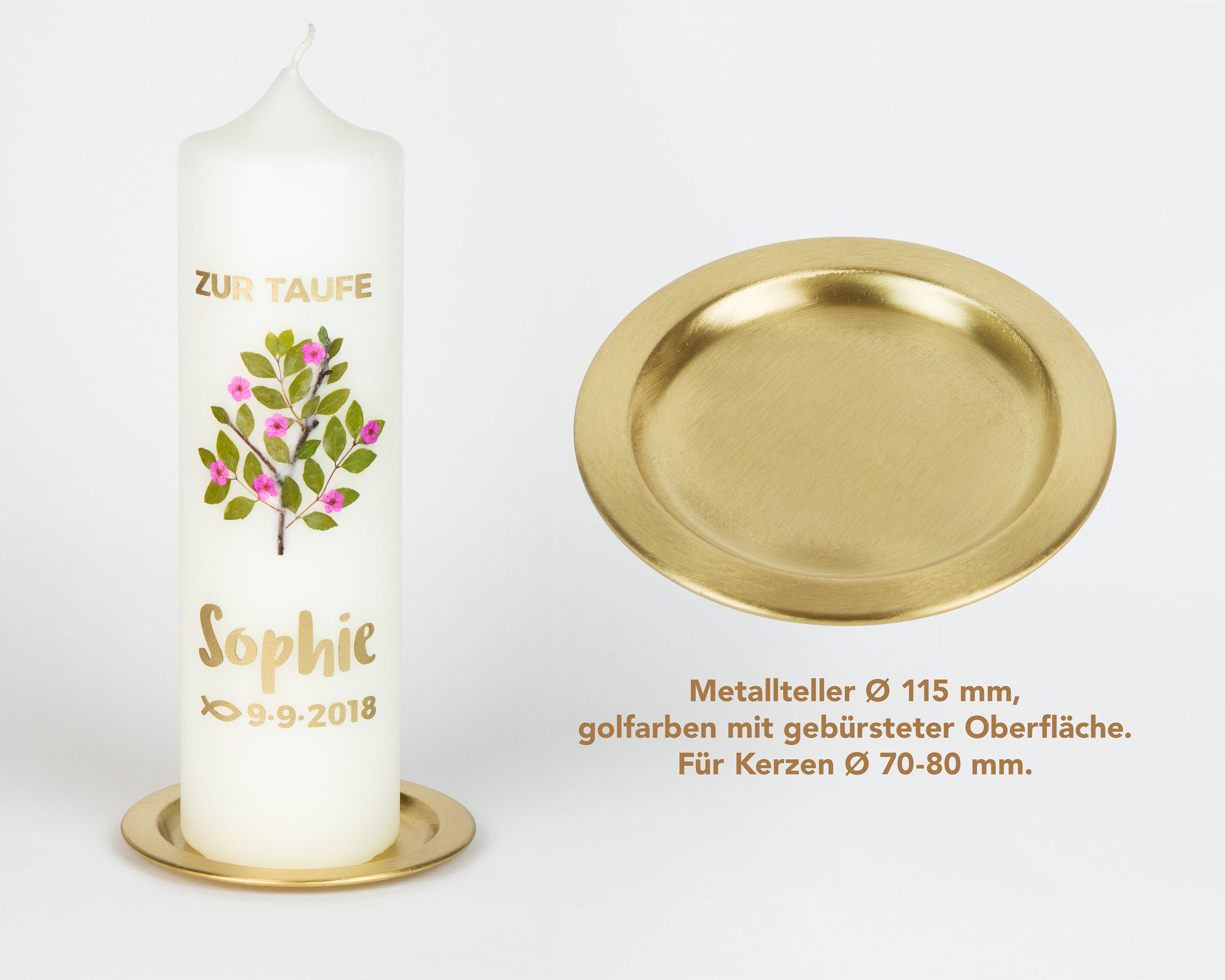 Candle plate, gold color