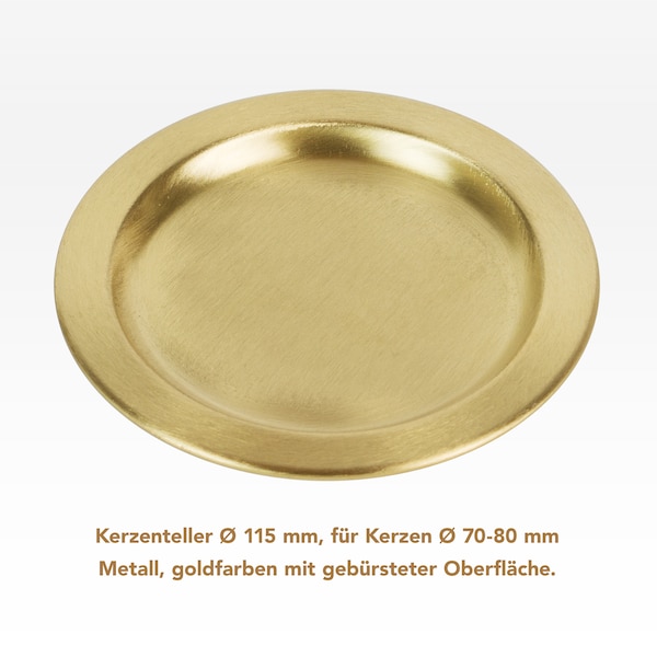 Kerzenteller, gold- oder silberfarben