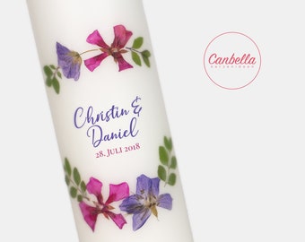 Wedding candle (11) made of real flowers, incl. wedding ceremony