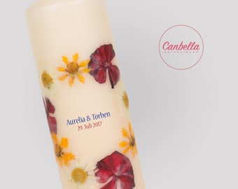 Wedding candle (12) made of real flowers, incl. wedding ceremony