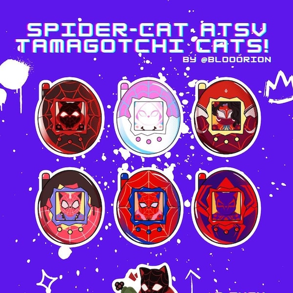 ATSV Tamagotchi Cats Vinyl Stickers! (Miles, Gwen, Pavitr, Hobie, Miguel, Peter)