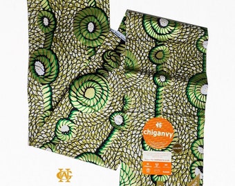 Soft Cotton Ankara Fabric, Green African Print Sewing Material