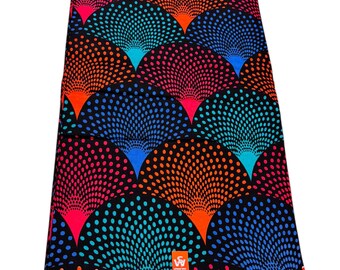 Ankara Cotton Fabric – Bright Scallop Fan African Wax Print for Sewing, 6 Yards