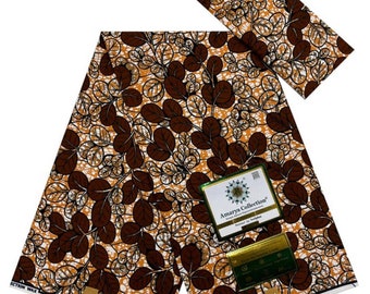 Brown ankara fabric,AfricanPrint fabric,Cotton Print,Ankara fabric,(6 Yards.100% Cotton. African,Adire,Wax print,Ankara,Sewing,Ankara dress,