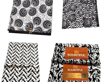 White and black Fat Quarter bundles Patchwork Quilting /AfricanPrint Wax Ankara fabric