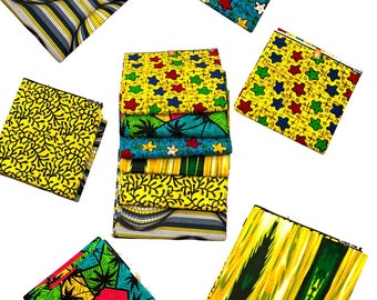 Yellow fabric,Fat Quarter bundles, Patchwork Quilting,AfricanPrint Wax,Ankara fabric,patchwork,sewing