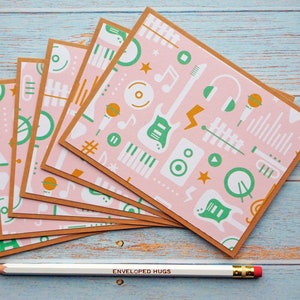 Lot de 6 cartes pour notes de musique, cartes bonjour vierges, cartes adolescents, cartes vierges en vrac, cartes musicien, papeterie pour guitariste, musicien, chanteur