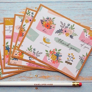 Happy Mail Cards Pack of 6, Bulk Hello Cards, Bulk Blank Cards, Thank You, Family Mail Cards, Thinking of You, Snail Mail, Handmade Cards