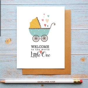 Afdrukbare welkomstbabykaart, direct downloaden, gefeliciteerd met nieuwe baby, digitale download, genderneutrale babykaart voor nieuwe ouders