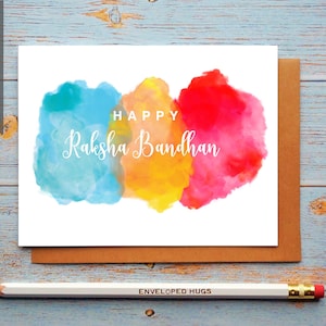 Carte Raksha Bandhan, Carte Rakhi, Pour Frère, Pour Sœur, Festival Indien, Aquarelle Rakhi Card