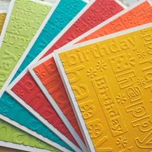 Lot de 6 cartes d'anniversaire en relief, couleurs de l'arc-en-ciel, lot de cartes d'anniversaire faites main, jeux de cartes d'anniversaire faites maison