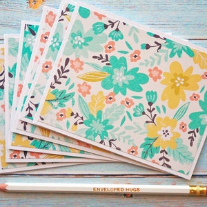 Paquete de 6 tarjetas florales en blanco, tarjetas de saludo, tarjetas en blanco al por mayor, papelería de floristería, tarjetas de primavera, regalo para ella, tarjetas hechas a mano, juegos de tarjetas