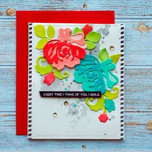 Tarjeta de aniversario de rosas para ella, tarjeta de apreciación floral para la esposa, tarjeta para novia, para el cónyuge, tarjeta 3D, corte de troquel, tarjeta multicapa