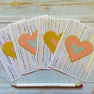 Valentines Day Card Pack of 2 or 4,  For Colleagues, Cards for friends, For classmates, Diecut Cards, Handmade Cards with Envelopes