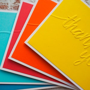Lot de 6 cartes de remerciement en relief, cartes de remerciement en gros, couleurs de l'arc-en-ciel, jeux de cartes fait main