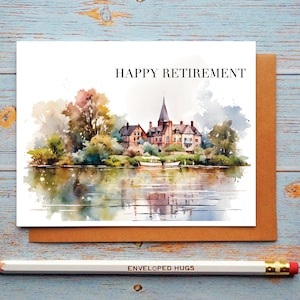 Happy Retirement Card Set, Adventure Awaits, Retirement Card for co-workers, for Father, for Mother, Watercolor Scenery Printed on Cardstock