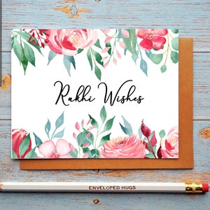 Carte Raksha Bandhan, Carte Rakhi, Pour Frère, Pour Sœur, Festival Indien, Carte Rakhi Florale