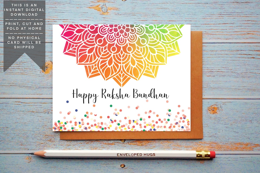 Instant Download, Rakhi Card, Printable Raksha Bandhan Card, Watercolor Rakhi Card, Watercolor ...