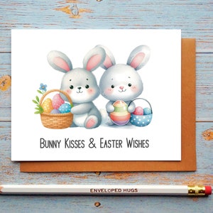 Ensemble de cartes de Pâques pour enfants, bisous de lapin de Pâques, cadeau de panier de Pâques, carte de Pâques pour fils, fille, petit-fils, petite-fille, joyeuses Pâques