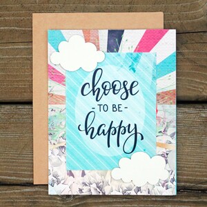 Choisissez d'être Happy Encouragement Card, Carte de Motivation, Carte d'Inspiration, Carte d'élévation pour la dépression, anxiété, Cancer, Patients malades