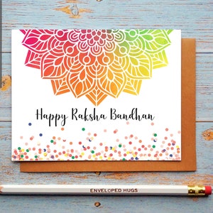 Carte Raksha Bandhan, Carte Rakhi, Pour Frère, Pour Sœur, Festival Indien, Aquarelle Rakhi Card, Aquarelle Rangoli Card