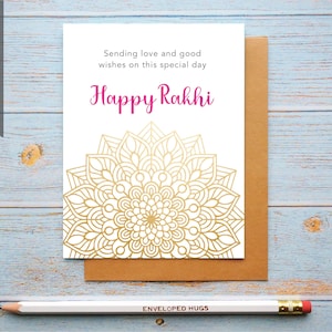 Carte Raksha Bandhan, Carte Rakhi faite à la main, Pour frère, Pour sœur, Festival indien, Aquarelle Rakhi Card, Aquarelle Rangoli Card