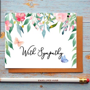 Instant Download, Floral Sympathy Card, Printable Deepest Sympathy Card, Floral Sympathy Card, Digital Bereavement And Loss Cards