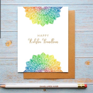 Carte Raksha Bandhan, Carte Rakhi faite à la main, Pour frère, Pour sœur, Festival indien, Aquarelle Rakhi Card, Aquarelle Rangoli Card