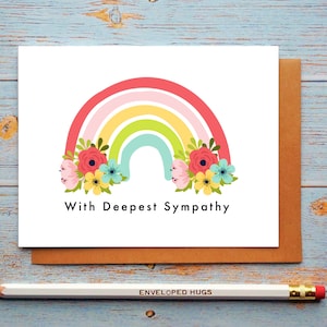Carte de sympathie, Carte de deuil, Avec la plus profonde sympathie, Carte de sympathie arc-en-ciel, Carte commémorative