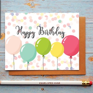 Birthday Card Instant Download, Digital Birthday Card, Printable Birthday Card, Birthday card for Kids, Balloon Birthday Card,